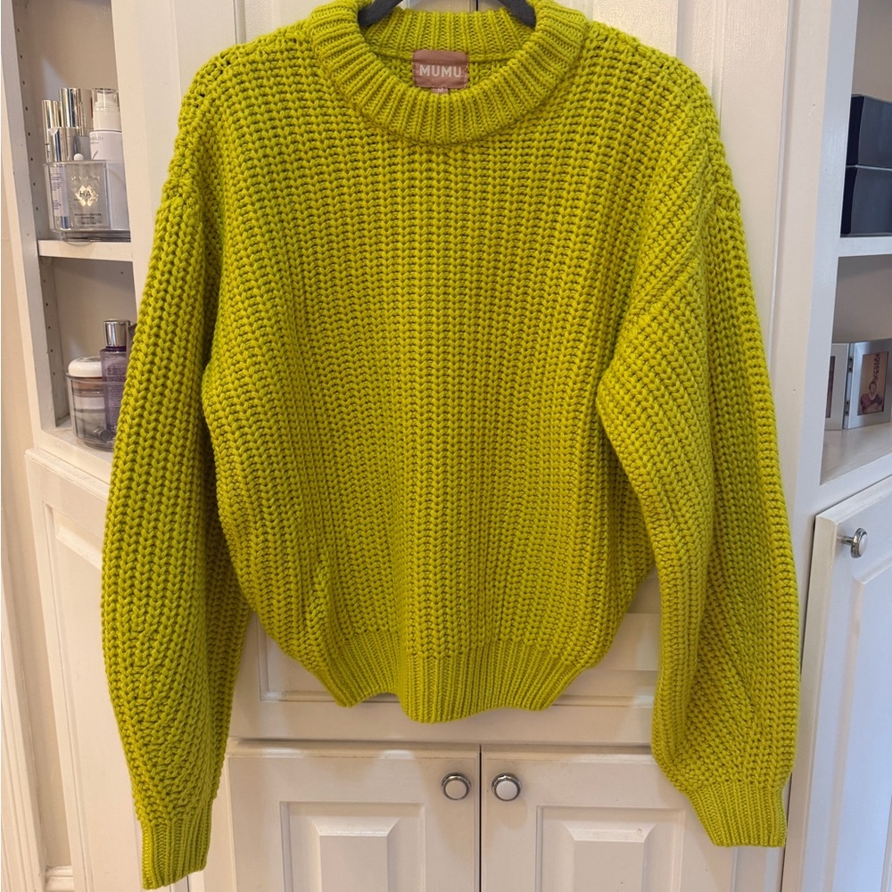 Show Me Your Mumu “Bailey Sweater” in Lime Knit – Size Medium